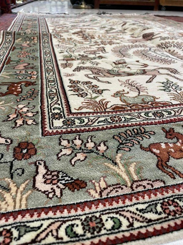Qum Silk Carpet Hunting Design - Image 3