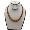 2 line Natural Citrine Carved Beads Necklace