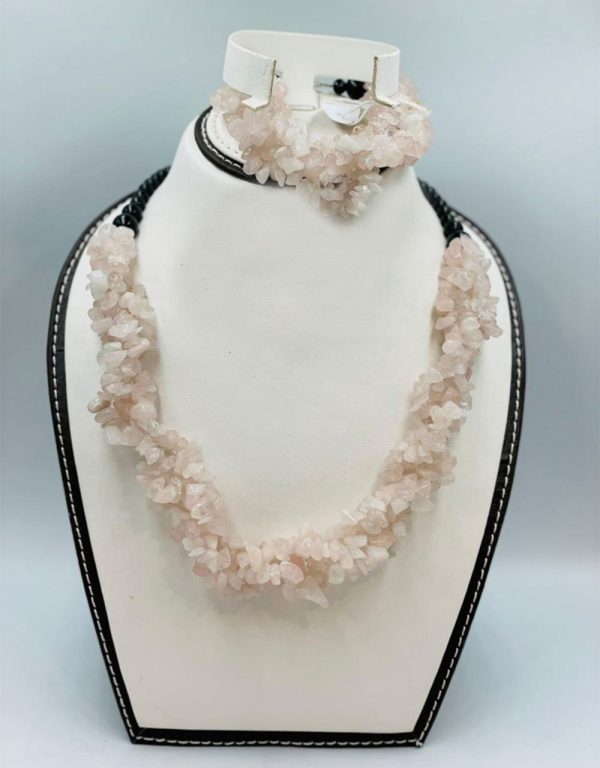 Rose Quartz Necklace with Bracelet