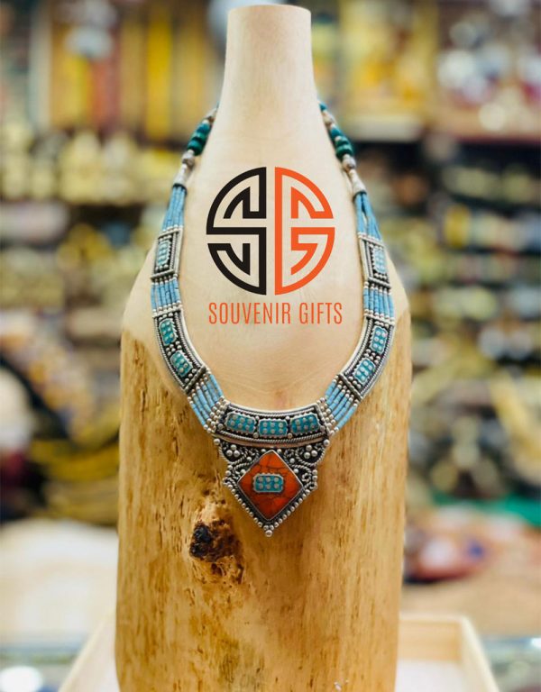 Turquoise Coral and Lapis Necklace