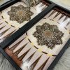 Backgammon only wooden base with leather carry case