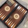 Backgammon only wooden base with leather carry case