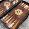 Backgammon only wooden base with leather carry case - Image 2