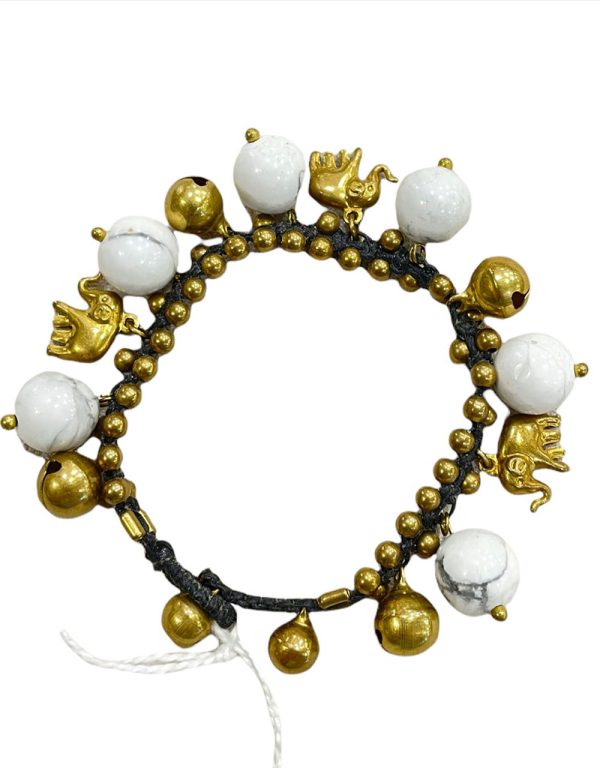 Howlite Stone Bracelet With Elephant