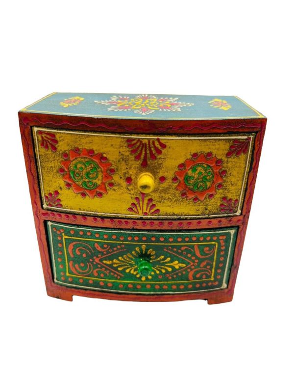 Spice Box Handmade Wooden and Ceramic 2 Drawer 2 Colors - Image 2