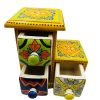 Spice Box Handmade Wooden and Ceramic 3 Drawer - Image 3