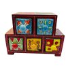 Spice Box Handmade Wooden and Ceramic 5 Drawer - Image 2