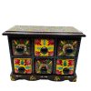 Spice Box Handmade Wooden and Ceramic 6 Drawer Black - Image 2