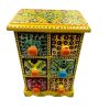 Spice Box Handmade Wooden and Ceramic 6 Drawer Yellow