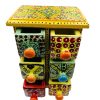 Spice Box Handmade Wooden and Ceramic 6 Drawer Yellow - Image 3
